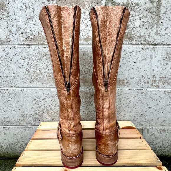 BedStu Glaye Tan Rustic Leather Tall Riding Boots Size 7 - Picture 4 of 7